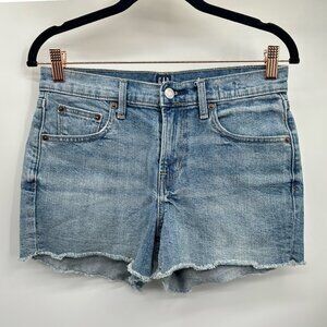 Gap 3" Medium Wash Raw Hem Jean Shorts